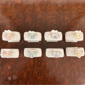 VTG (8) Porcelain Ceramic Floral Pastel Spring Napkin Holders Easter Mothers Day